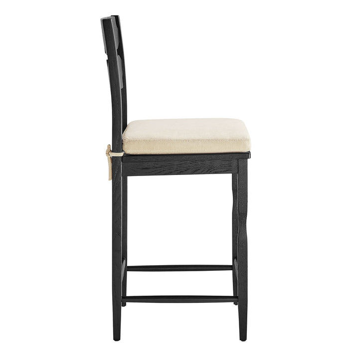 Kne Counter Stool - Black Linen Denmark Home