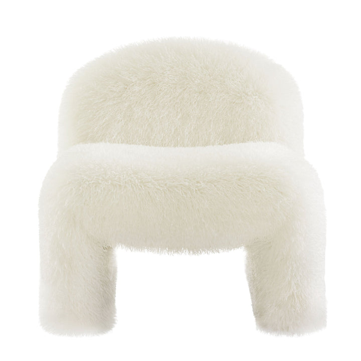 Fir Faux Fur Accent Chair – White Denmark Home
