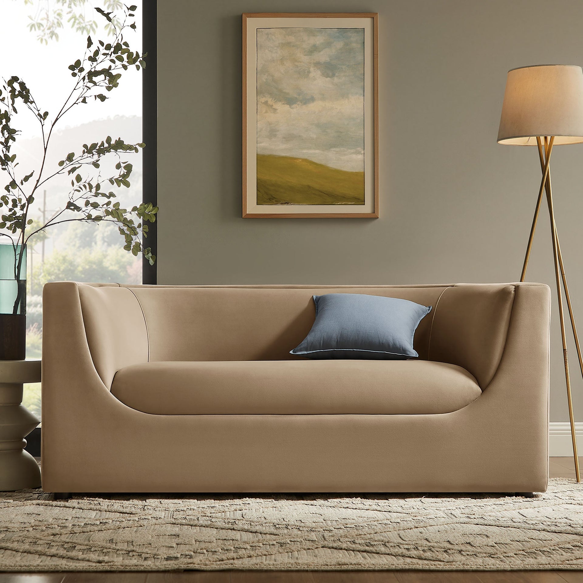 Moda 67" Curved Performance Velvet Loveseat – Taupe