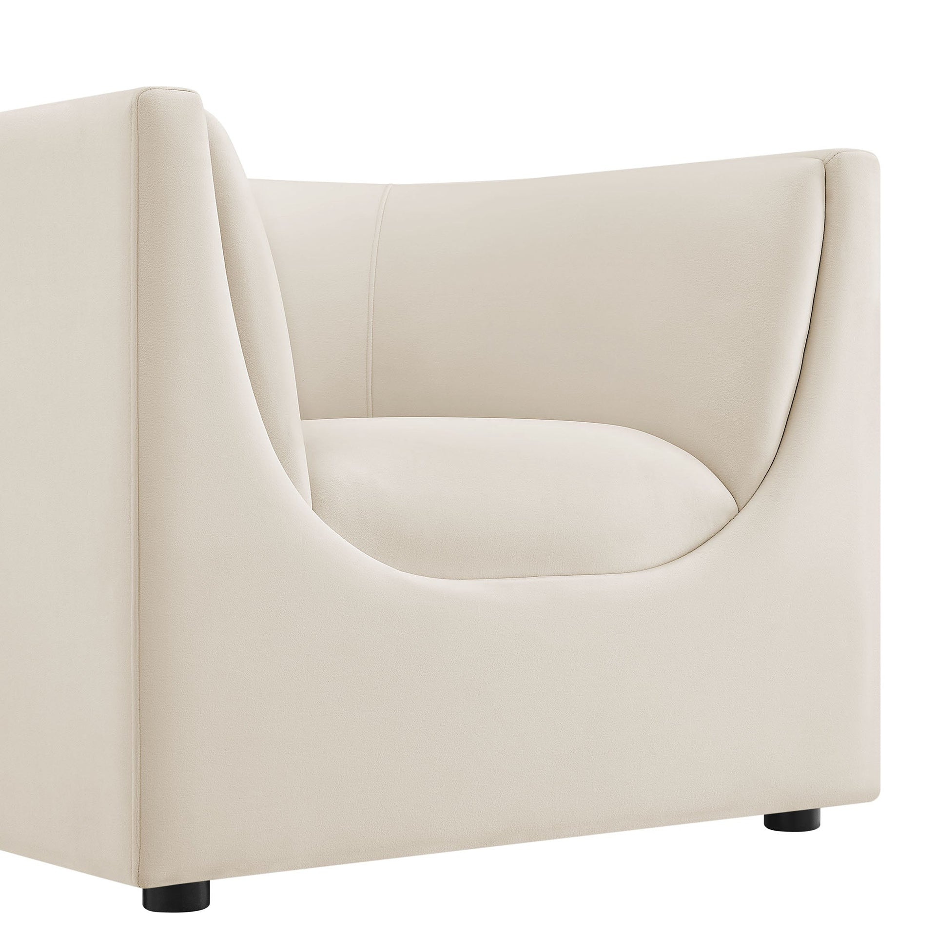 Moda Curved Performance Velvet Armchair – Alabaster