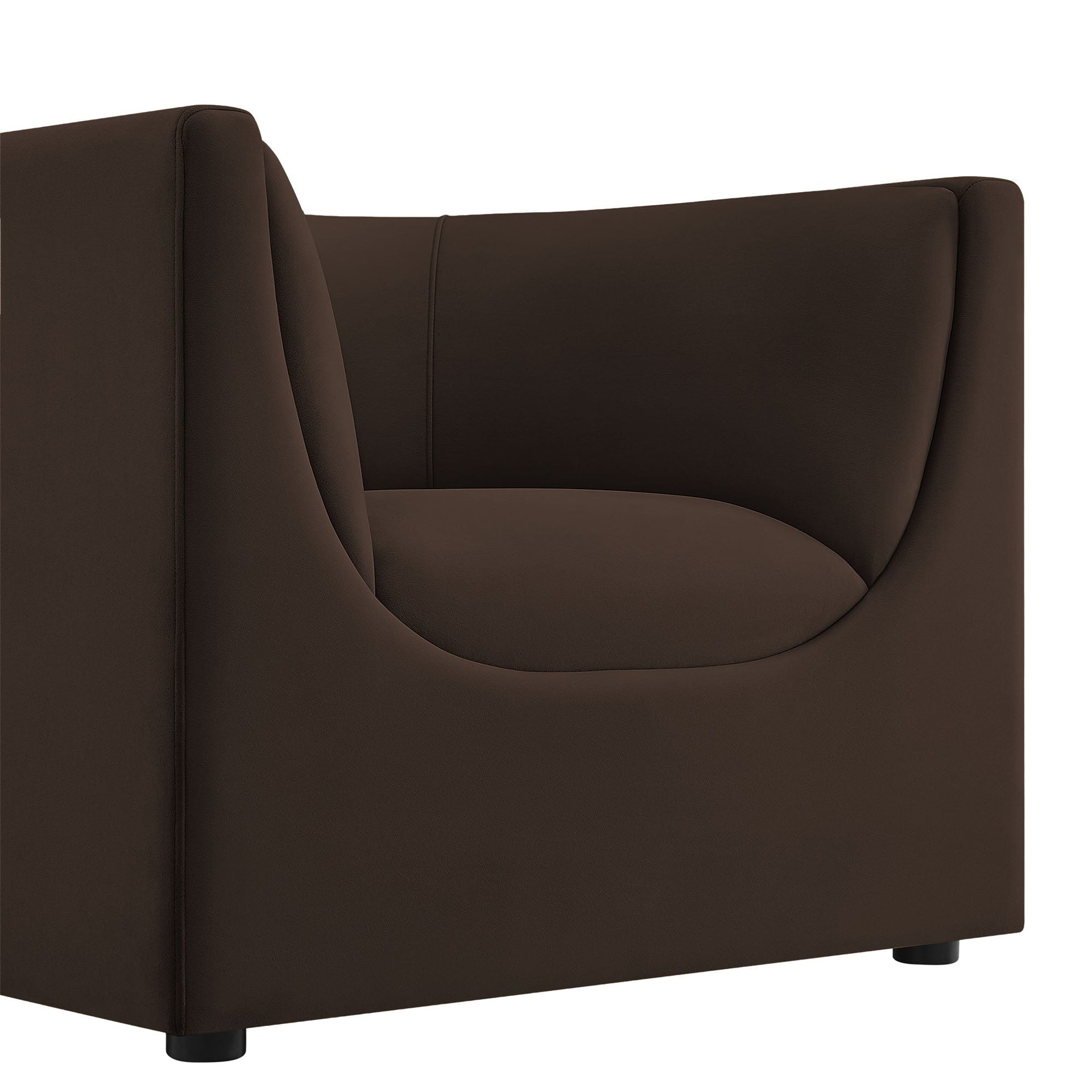 Moda Curved Performance Velvet Armchair – Chocolate Brown
