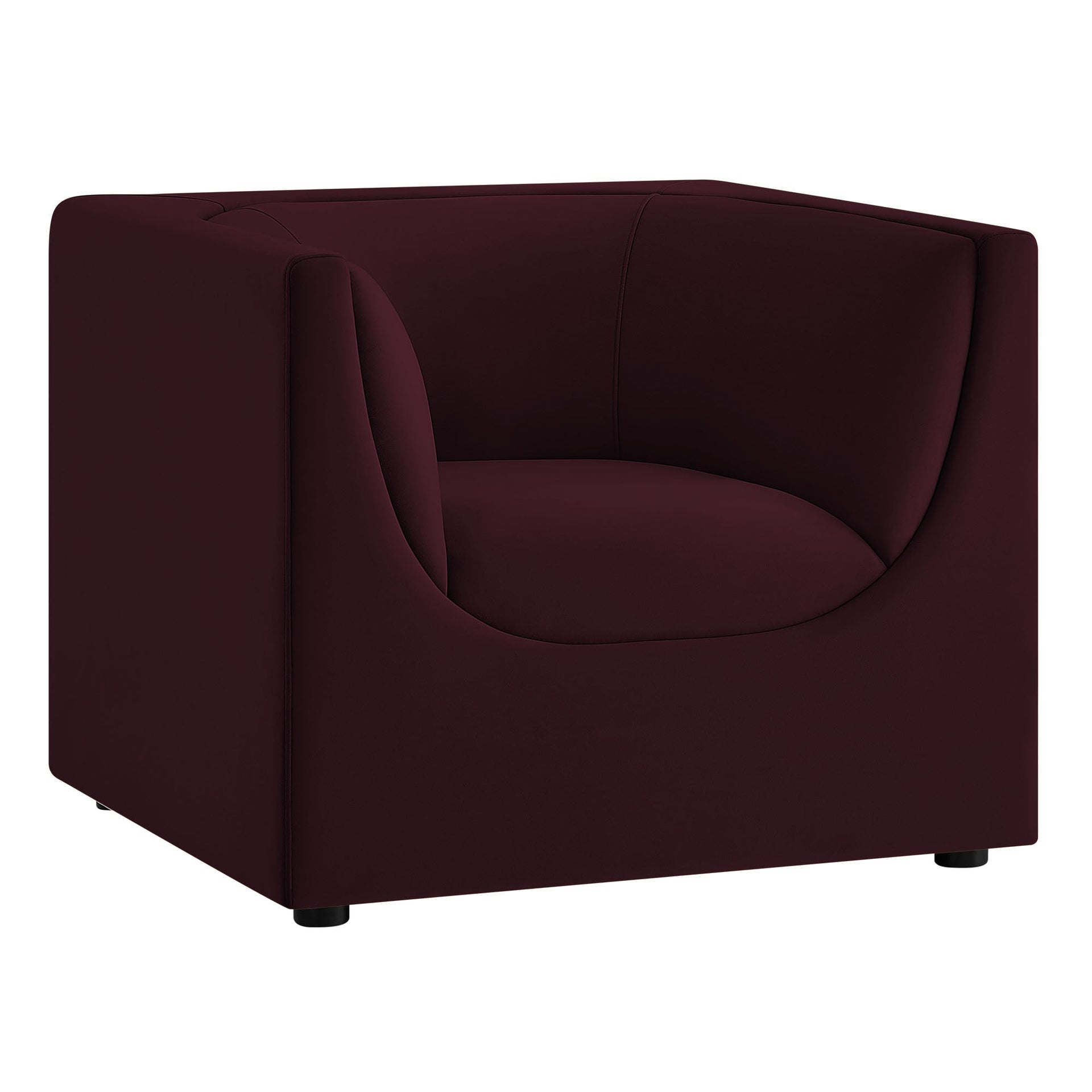 Moda Curved Performance Velvet Armchair – Mulberry