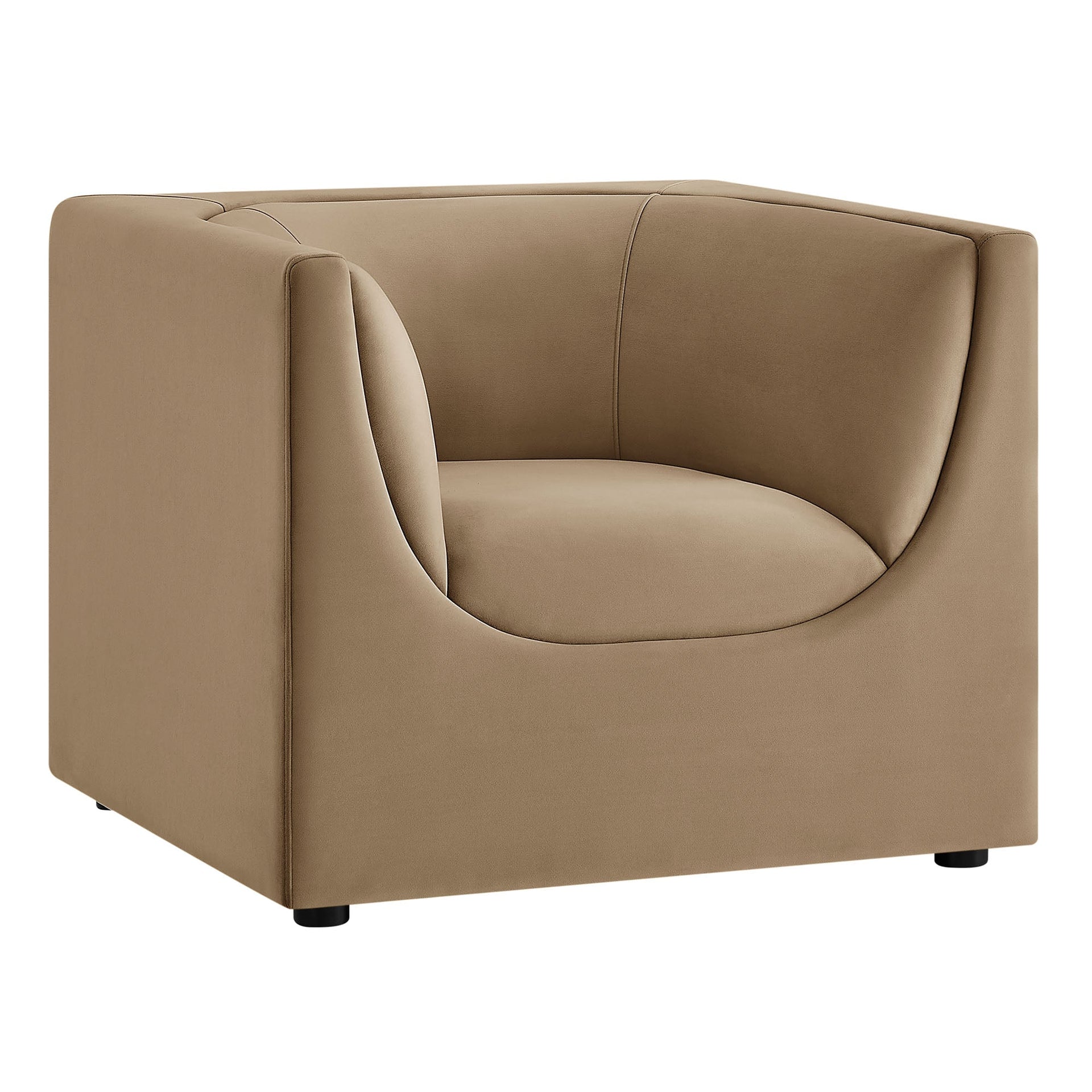 Moda Curved Performance Velvet Armchair – Taupe
