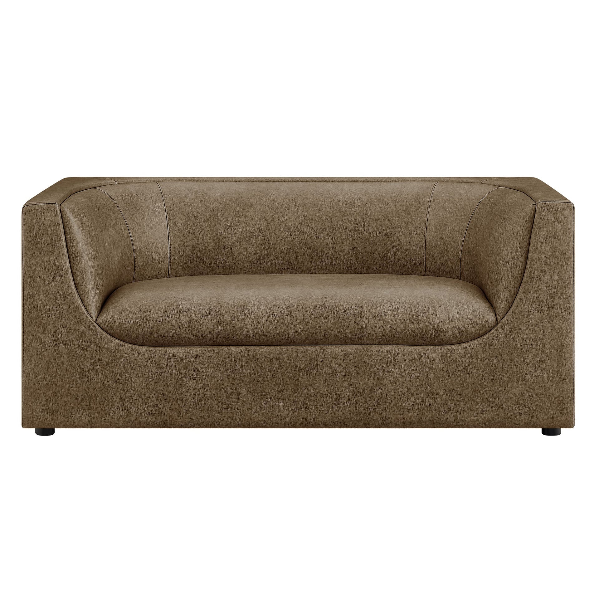 Moda 67" Curved Vegan Leather Loveseat – Mushroom Sculptural Modern