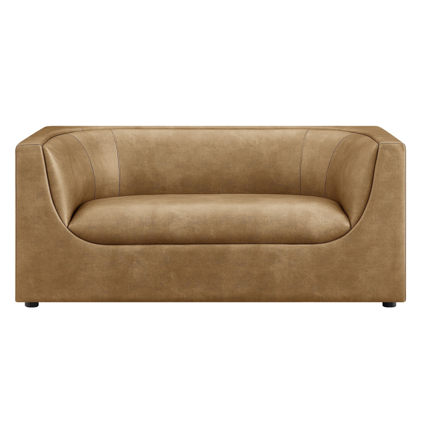 Moda 67" Curved Vegan Leather Loveseat – Toast Sculptural Modern