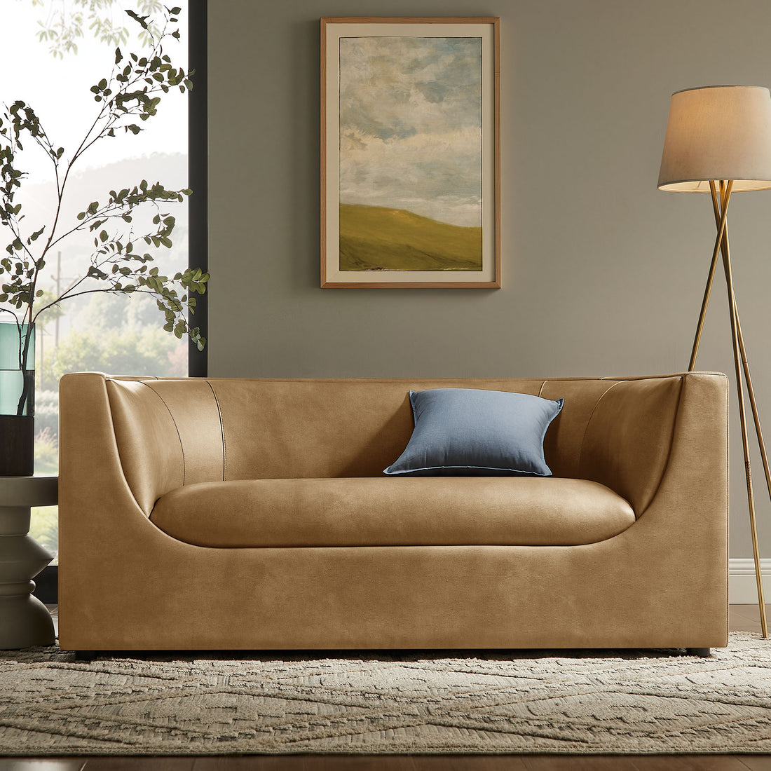Moda 67" Curved Vegan Leather Loveseat – Toast Sculptural Modern