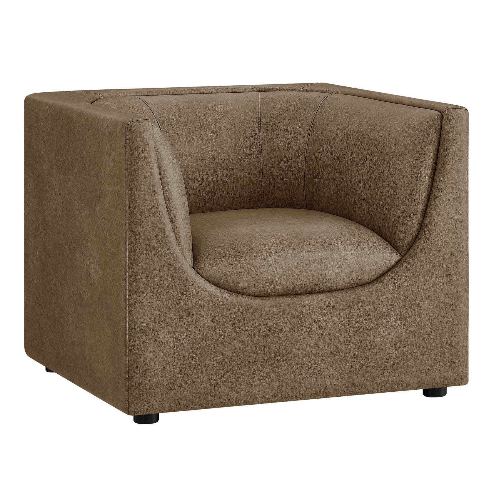 Moda Curved Vegan Leather Armchair – Mushroom Sculptural Modern