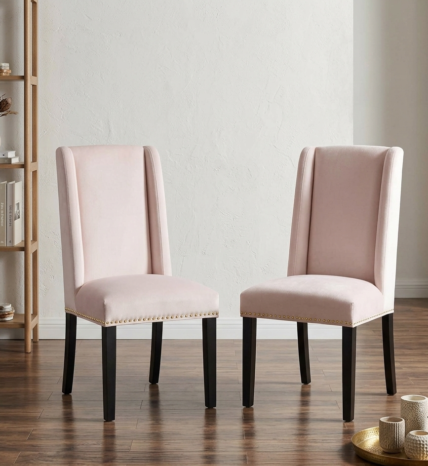 Mythos Velvet Dining Chair Set - Pink Denmark Home