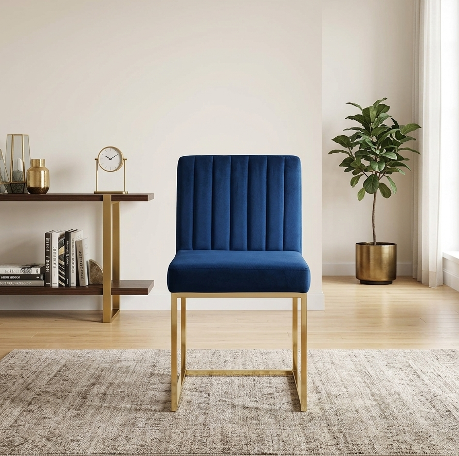 Luxara Velvet Dining Chair - Gold Navy Denmark Home