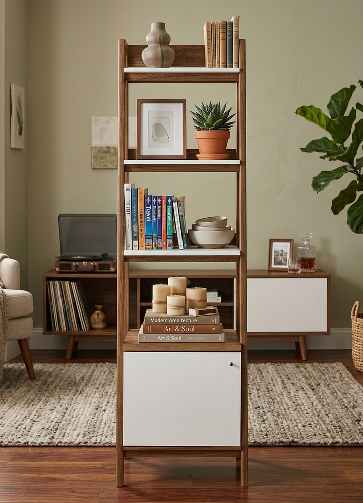 Teak Tiered Bookshelf  - Walnut White Denmark Home