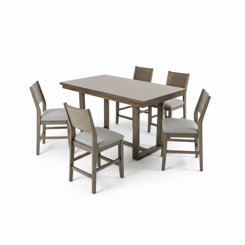 Alto Counter-Height Dining Table Set – 7-Piece Gray with Upholstered Chairs