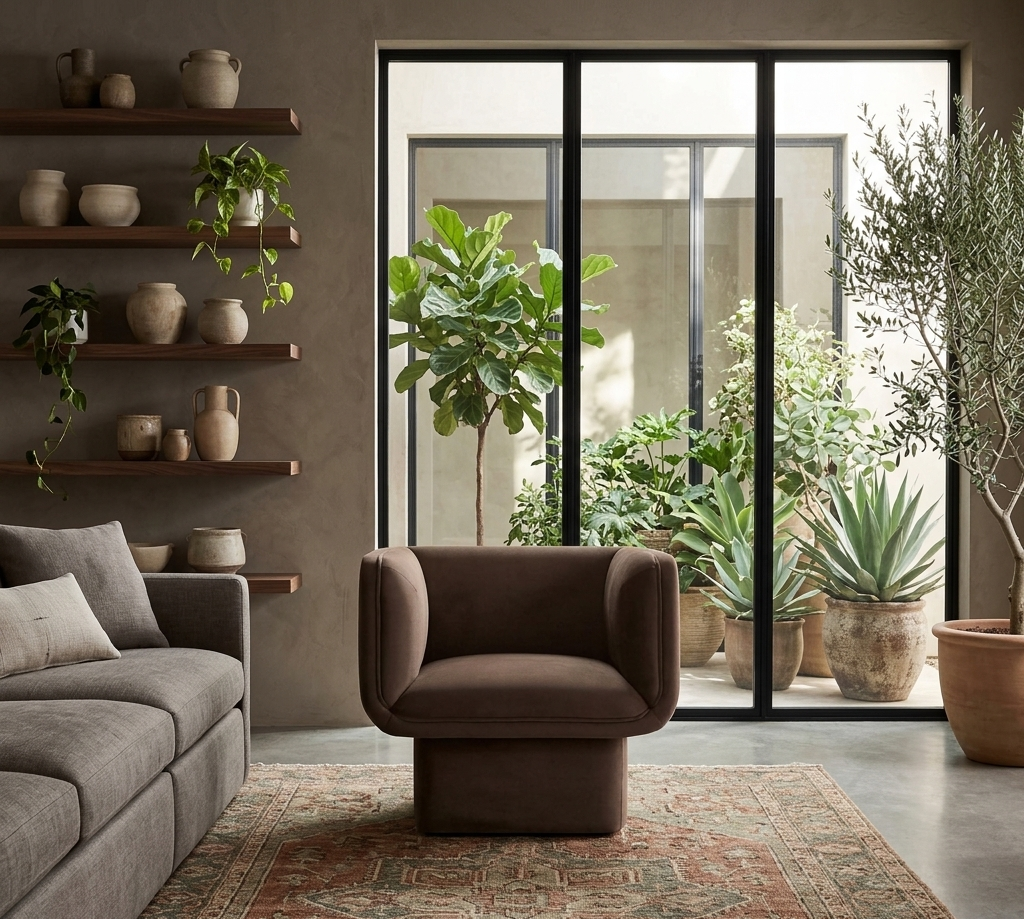Revo Velvet Accent Armchair-Chocolate Brown Denmark Home