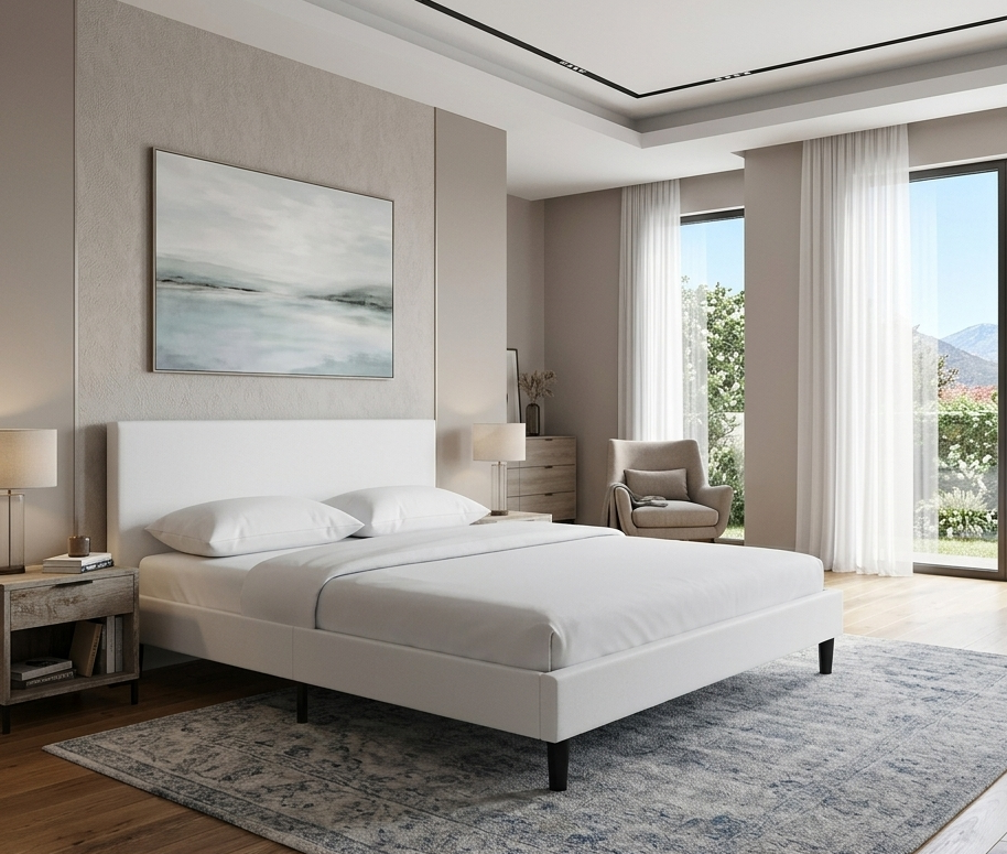Sena Full Platform Bed - White Denmark Home