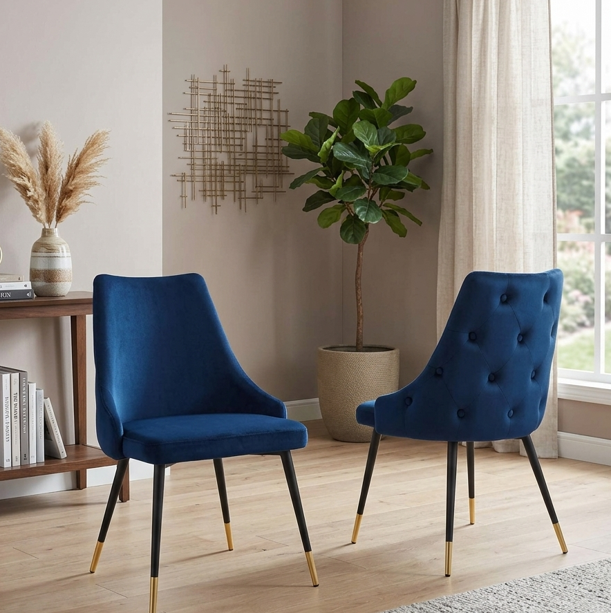 Bella Tufted Dining Chair - Navy Denmark Home