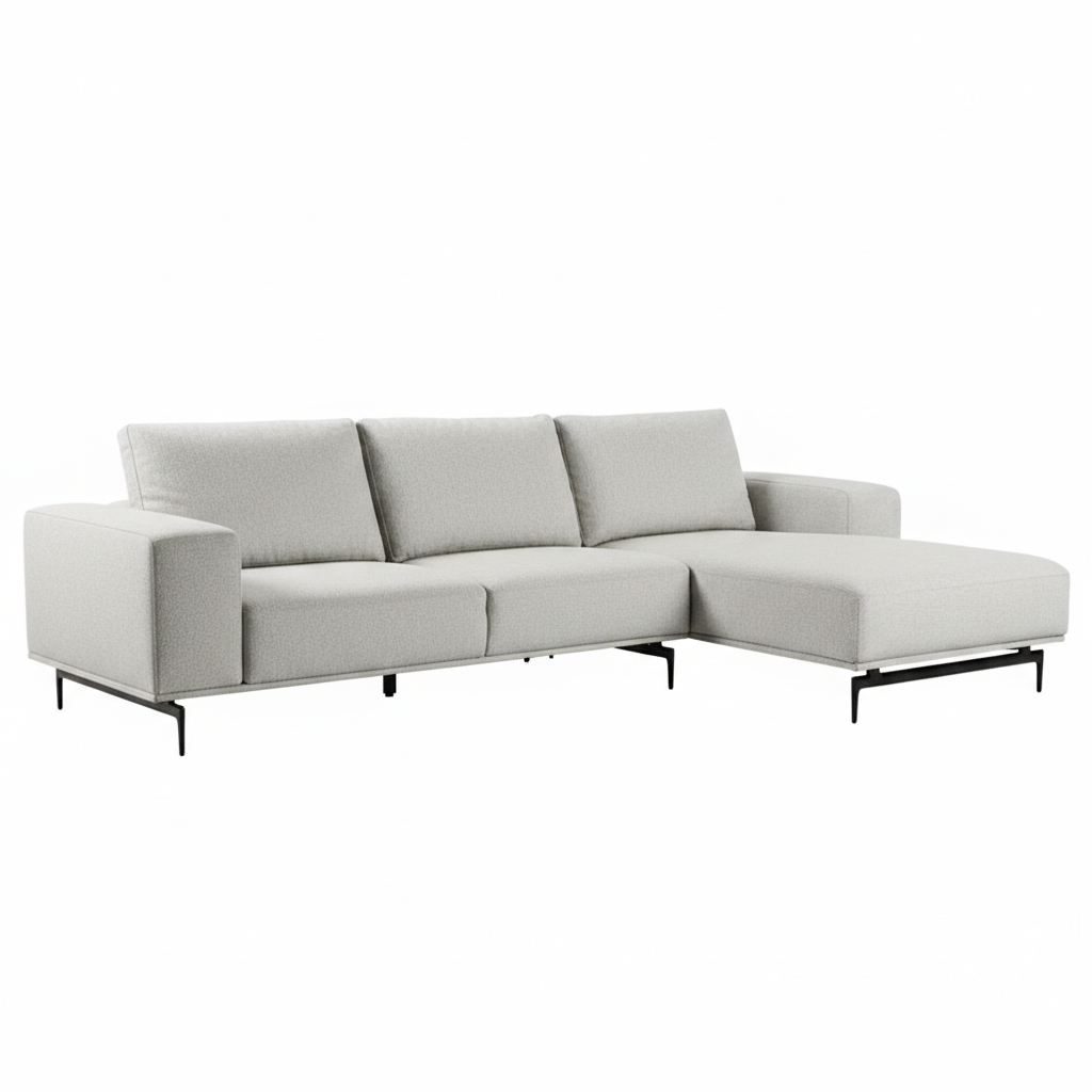 Corel Sectional – Right Chaise, Light Gray Wool
