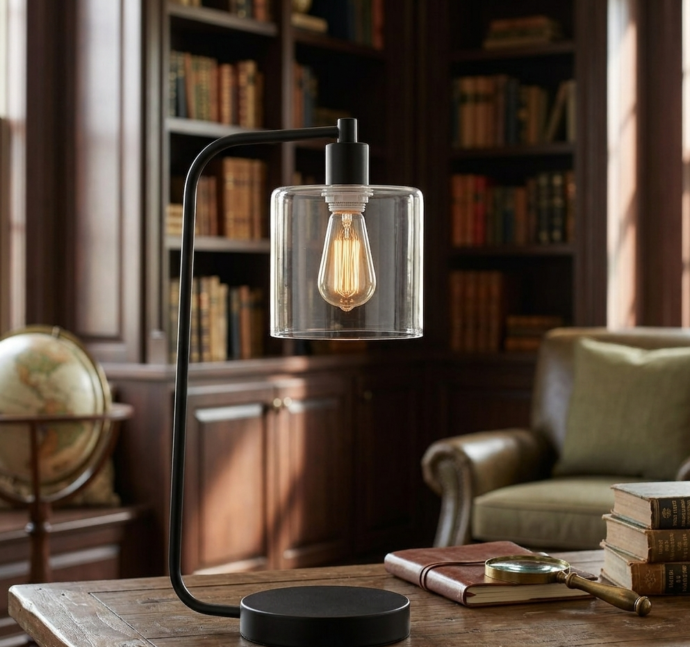 Eclectic Table Lamp – Black Metal Frame Denmark Home
