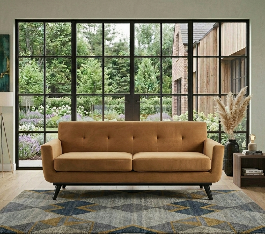 Koti Performance Velvet Loveseat – Cognac