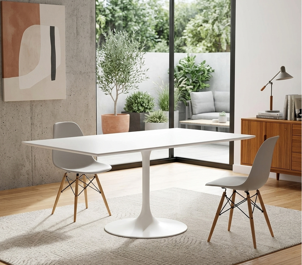 Novara Rectangular Dining Table  - White Denmark Home