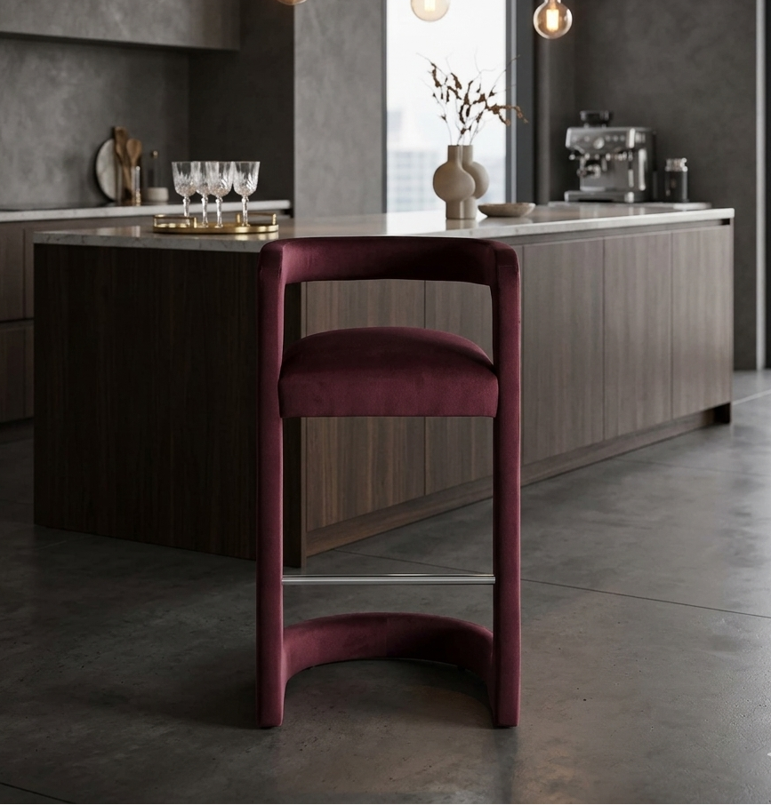 Vigo Velvet Bar Stool - Mulberry Denmark Home