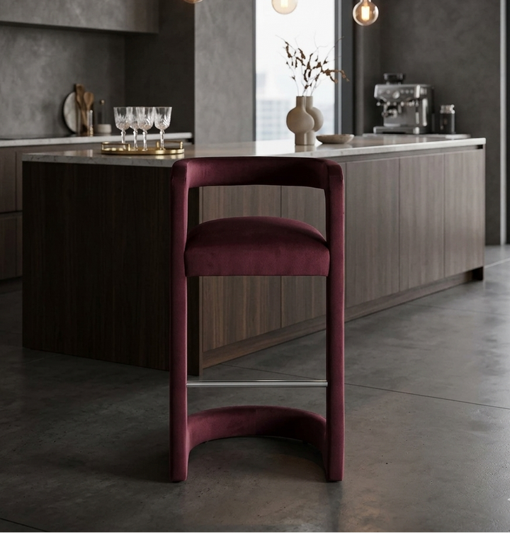 Vigo Velvet Bar Stool - Mulberry Denmark Home