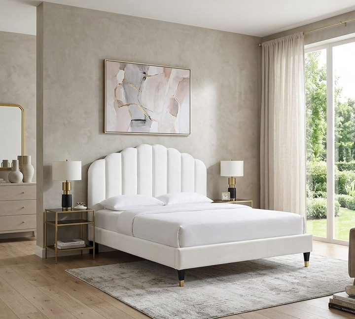 Elise Queen Platform Bed - White Denmark Home