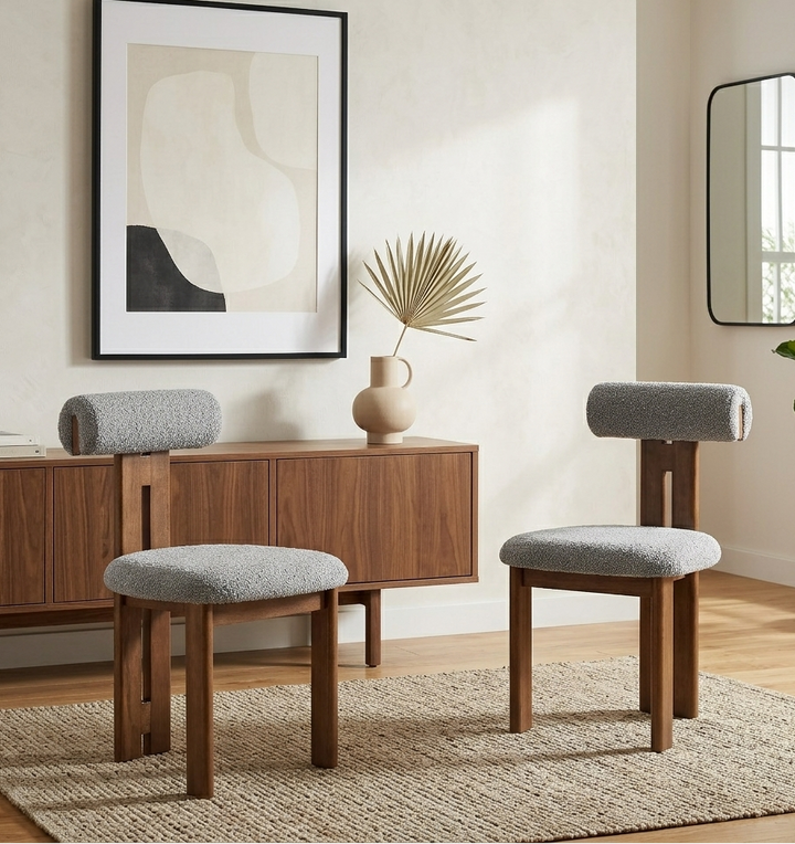 Varello Dining Chair Set - Walnut Light Gray Denmark Home