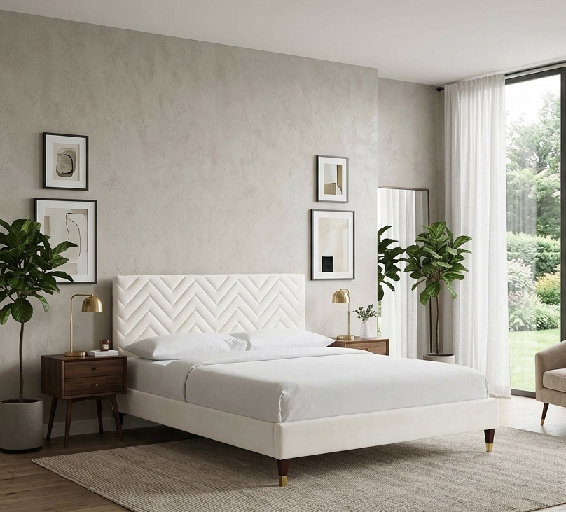 Zerina Queen Platform Bed - White Denmark Home