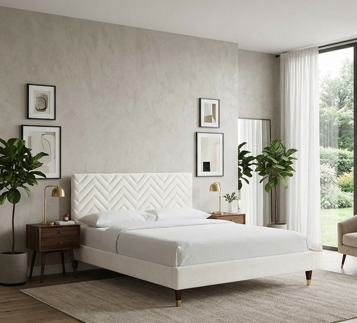 Zerina Queen Platform Bed - White Denmark Home