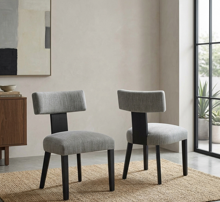 Sevré Dining Chair Set - Heathered Weave Gray Black Denmark Home