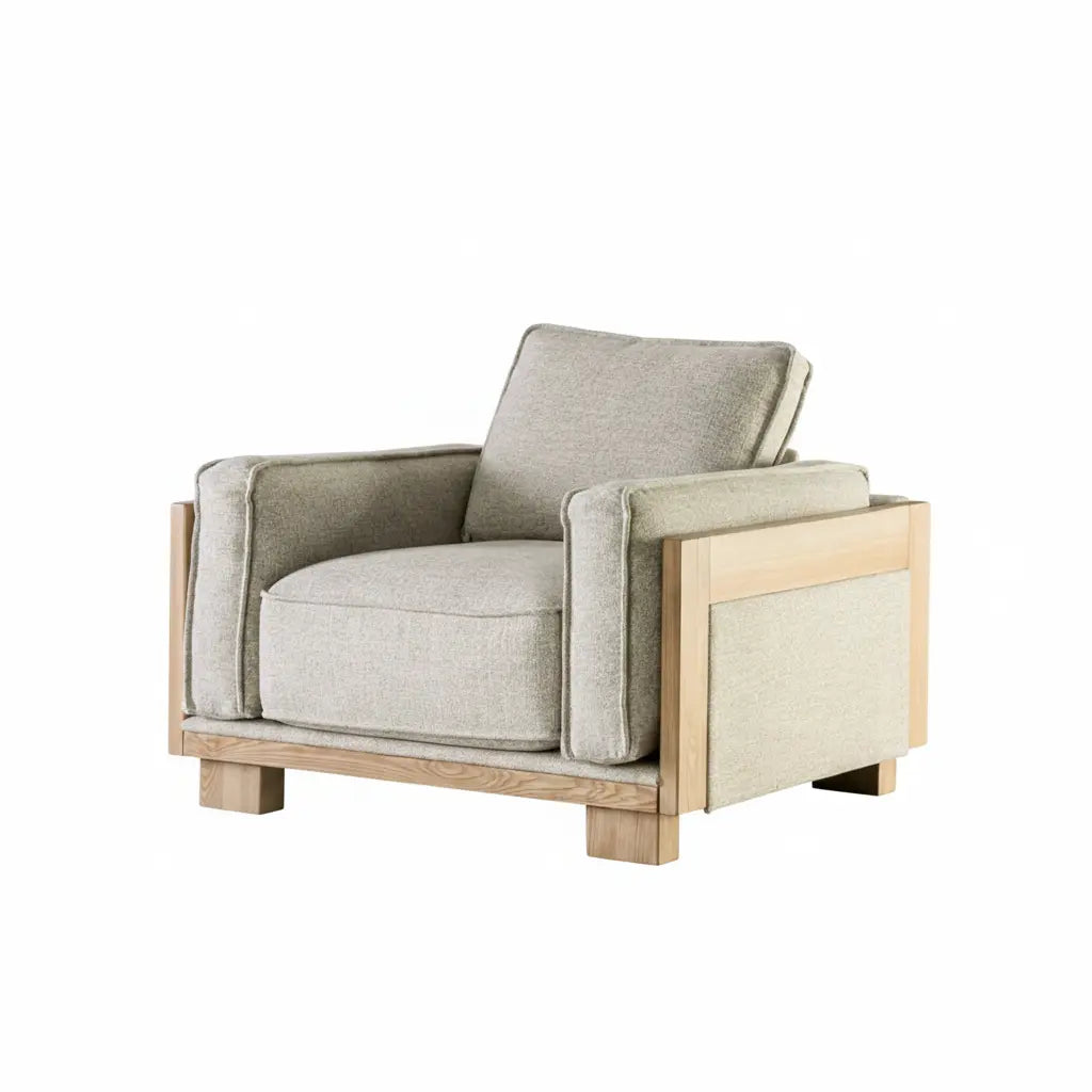 Holm Accent Chair – Light Brown Fabric with Ash Wood Frame Denmark Home