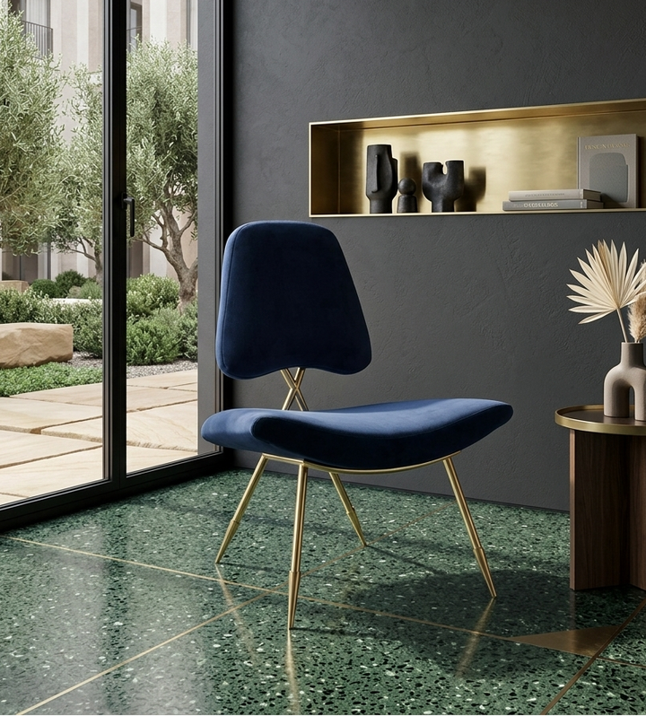 Sod Velvet Lounge Chair - Navy Denmark Home