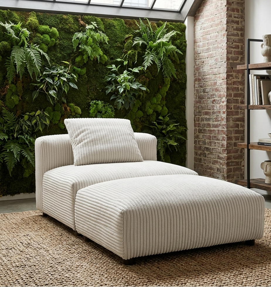 Lumi Modular Armless Chair and Ottoman Set – Almond Denmark Home