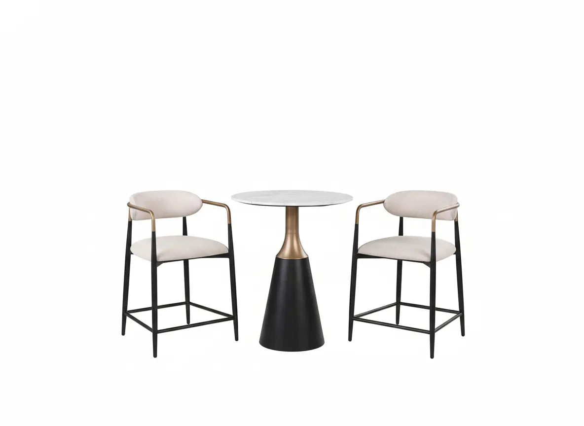 Duvall Counter Height Arm Chair – Black & White with Gold Accent Denmark Home