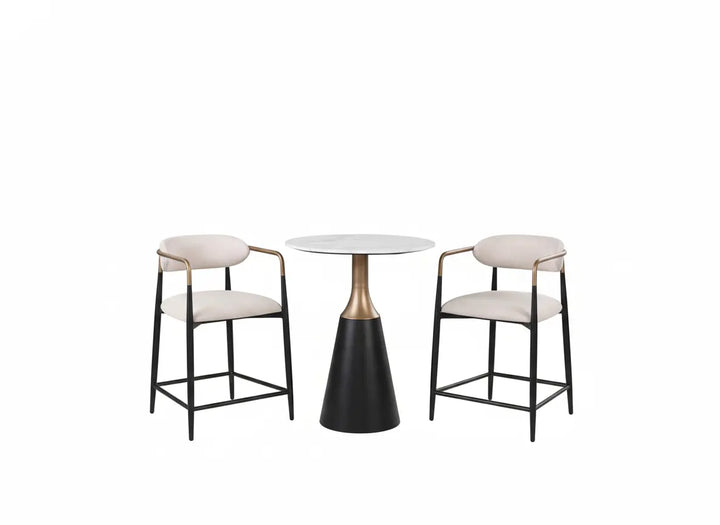 Duvall Counter Height Arm Chair – Black & White with Gold Accent Denmark Home
