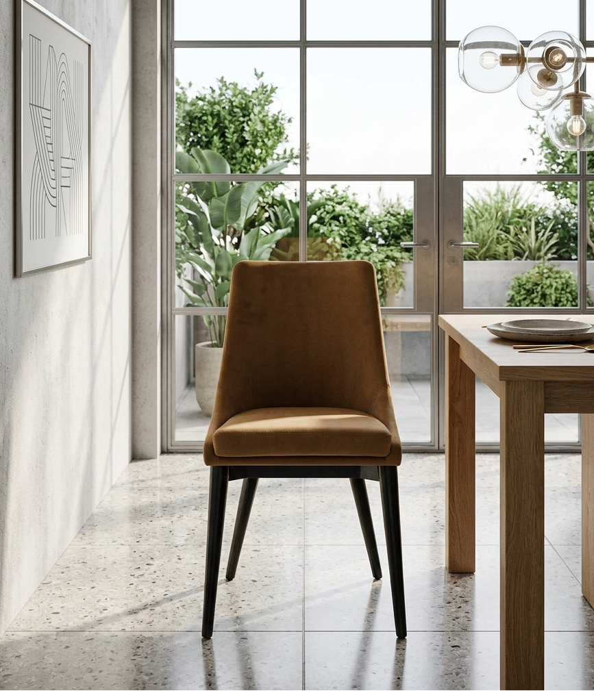 Clasp Performance Velvet Dining Chair - Cognac Denmark Home