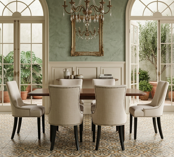 Drape Upholstered Dining Side Chair - Beige Denmark Home