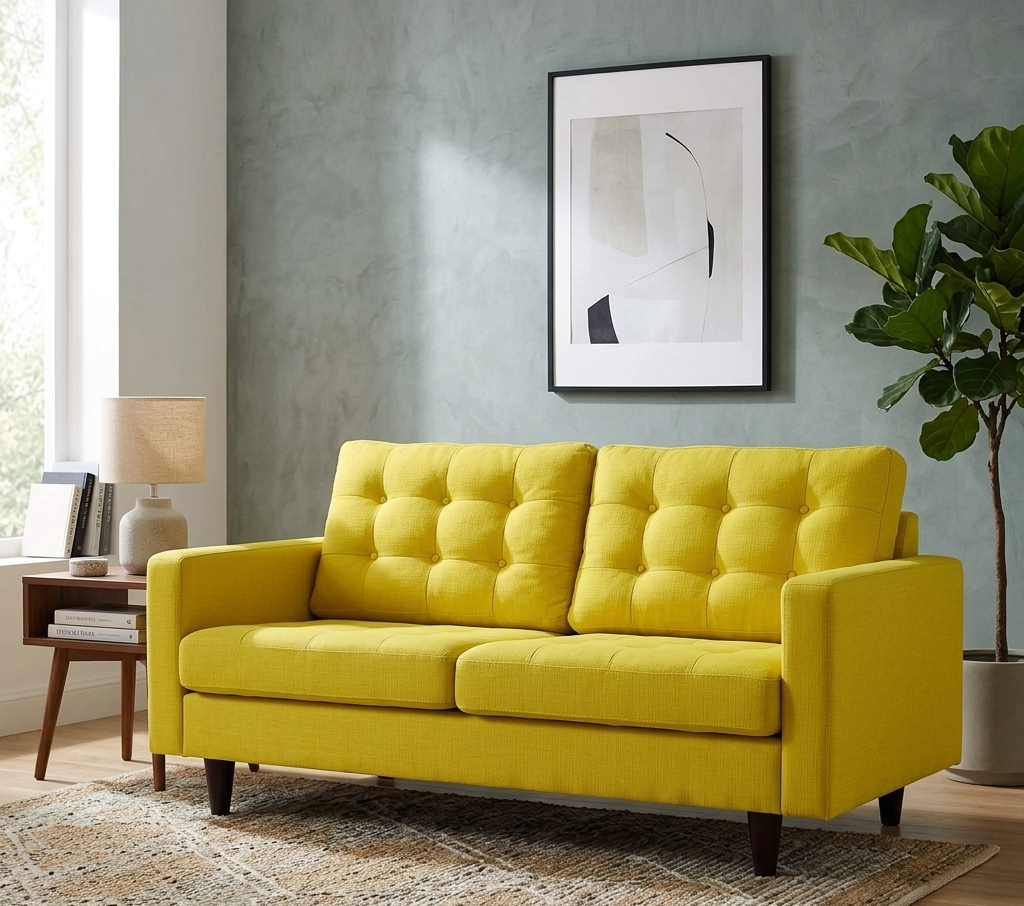 Oura Tufted Fabric Left-Facing Loveseat - Sunny