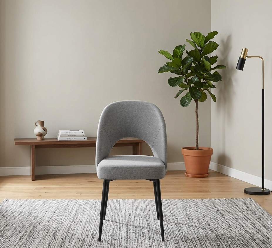 fauteuil Dining Side Chair - Black Light Gray Denmark Home