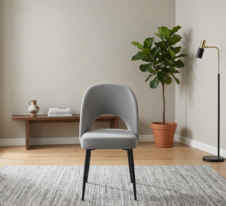 fauteuil Dining Side Chair - Black Light Gray Denmark Home