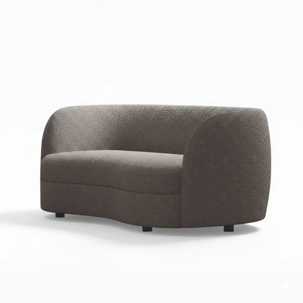 Slate Loveseat – Charcoal Gray Bouclé Kidney Silhouette Denmark Home