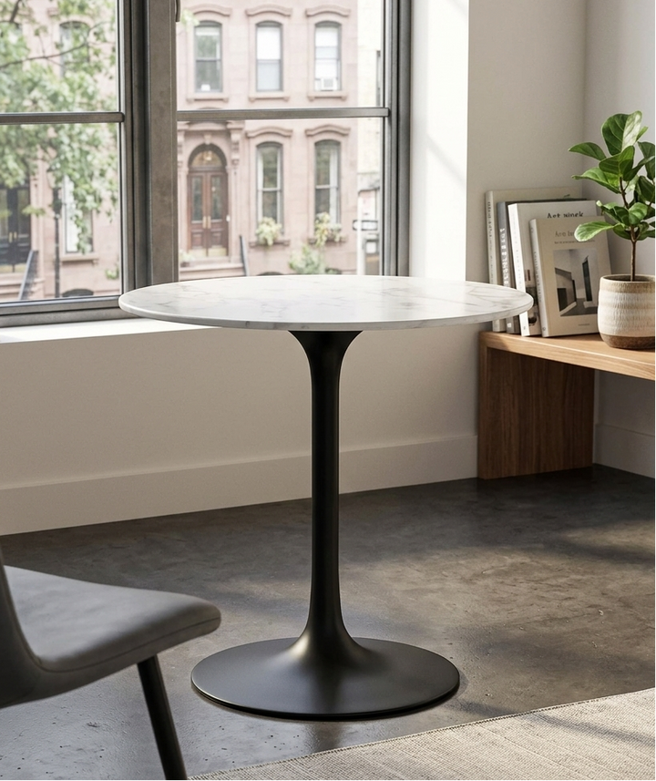 Novara Round Dining Table 28"- Black White Denmark Home