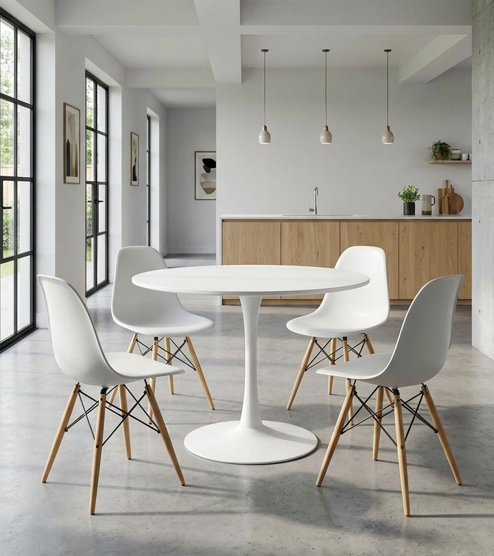 Vene Round Dining Table 40" - White White Denmark Home