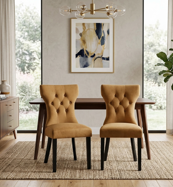 Luxe Performance Velvet Dining Chair Set - Cognac Denmark Home