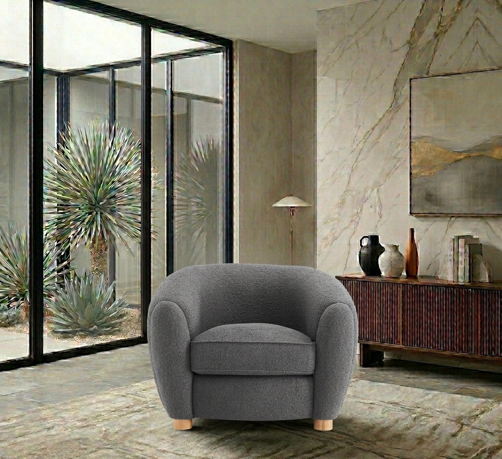 Arvana Boucle Accent Armchair-Charcoal Denmark Home