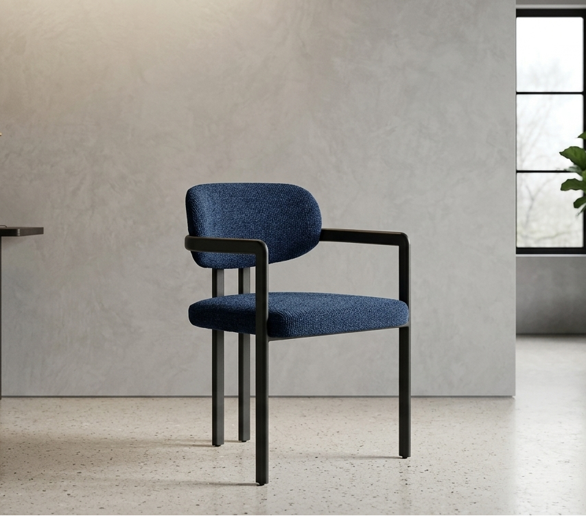 Vink Upholstered Barrel Dining Chair - Black Navy Denmark Home