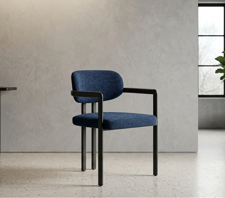 Vink Upholstered Barrel Dining Chair - Black Navy Denmark Home