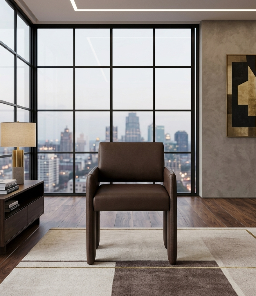 Flik Vegan Leather Dining Armchair - Espresso Denmark Home