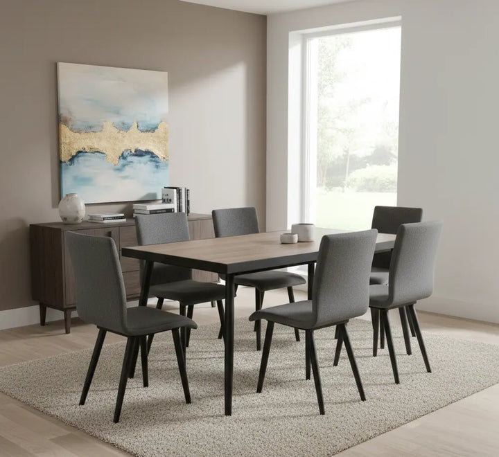 Freja Dining Table – Gray Finish with Metal Framed Top Denmark Home
