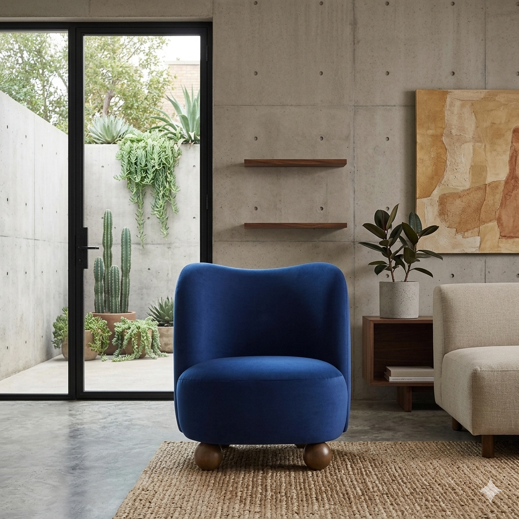 Elmora Accent Chair-Midnight Blue Walnut Denmark Home