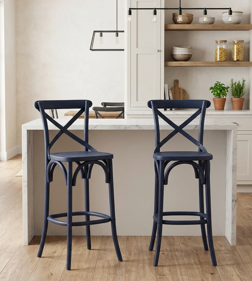 Bramwell Bar Stool  - Midnight Blue Denmark Home